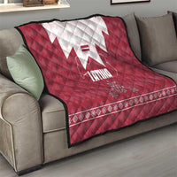 Latvia Quilt with National Coat of Arms and Knit Pattern – Three Stars One Heart Design