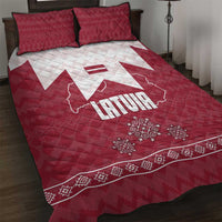 Latvia Quilt Bed Set with National Coat of Arms and Knit Pattern – Three Stars One Heart Design