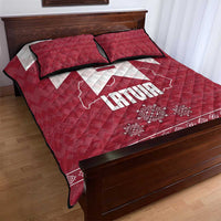 Latvia Quilt Bed Set with National Coat of Arms and Knit Pattern – Three Stars One Heart Design
