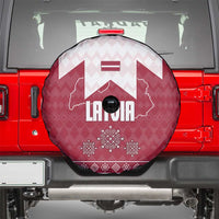 Latvia Spare Tire Cover with National Coat of Arms and Knit Pattern – Three Stars One Heart Design