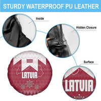 Latvia Spare Tire Cover with National Coat of Arms and Knit Pattern – Three Stars One Heart Design