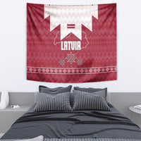 Latvia Tapestry with National Coat of Arms and Knit Pattern – Three Stars One Heart Design