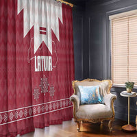 Latvia Window Curtain with National Coat of Arms and Knit Pattern – Three Stars One Heart Design