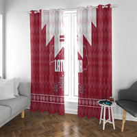 Latvia Window Curtain with National Coat of Arms and Knit Pattern – Three Stars One Heart Design