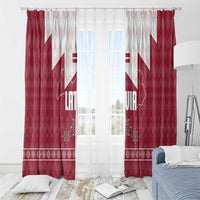 Latvia Window Curtain with National Coat of Arms and Knit Pattern – Three Stars One Heart Design