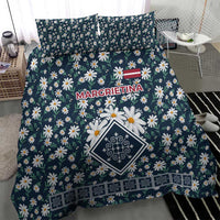 Latvia Bedding Set with Margrietina Daisy and Ethnic Pattern – Latvia in Bloom Floral Design