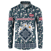 Latvia Button Sweatshirt with Margrietina Daisy and Ethnic Pattern – Latvia in Bloom Floral Design