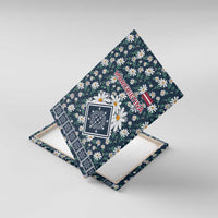 Latvia Canvas Wall Art with Margrietina Daisy and Ethnic Pattern – Latvia in Bloom Floral Design