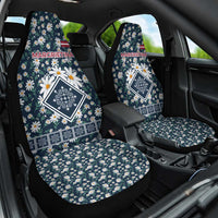 Latvia Car Seat Cover with Margrietina Daisy and Ethnic Pattern – Latvia in Bloom Floral Design