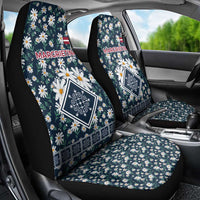 Latvia Car Seat Cover with Margrietina Daisy and Ethnic Pattern – Latvia in Bloom Floral Design