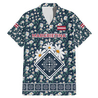 Latvia Family Matching Mermaid Dress and Hawaiian Shirt with Margrietina Daisy and Ethnic Pattern – Latvia in Bloom Floral Design