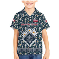 Latvia Family Matching Mermaid Dress and Hawaiian Shirt with Margrietina Daisy and Ethnic Pattern – Latvia in Bloom Floral Design