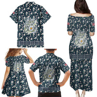Latvia Family Matching Puletasi and Hawaiian Shirt with Margrietina Daisy and Ethnic Pattern – Latvia in Bloom Floral Design