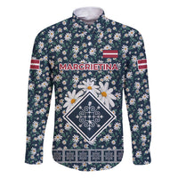 Latvia Family Matching Puletasi and Hawaiian Shirt with Margrietina Daisy and Ethnic Pattern – Latvia in Bloom Floral Design