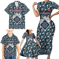 Latvia Family Matching Short Sleeve Bodycon Dress and Hawaiian Shirt with Margrietina Daisy and Ethnic Pattern – Latvia in Bloom Floral Design