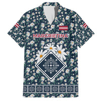 Latvia Family Matching Short Sleeve Bodycon Dress and Hawaiian Shirt with Margrietina Daisy and Ethnic Pattern – Latvia in Bloom Floral Design