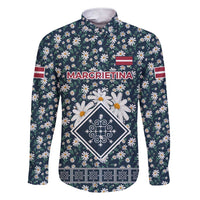 Latvia Family Matching Short Sleeve Bodycon Dress and Hawaiian Shirt with Margrietina Daisy and Ethnic Pattern – Latvia in Bloom Floral Design