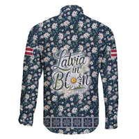 Latvia Family Matching Short Sleeve Bodycon Dress and Hawaiian Shirt with Margrietina Daisy and Ethnic Pattern – Latvia in Bloom Floral Design