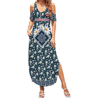 Latvia Family Matching Summer Maxi Dress and Hawaiian Shirt with Margrietina Daisy and Ethnic Pattern – Latvia in Bloom Floral Design
