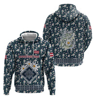 Latvia Hoodie with Margrietina Daisy and Ethnic Pattern – Latvia in Bloom Floral Design