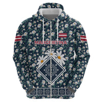 Latvia Hoodie with Margrietina Daisy and Ethnic Pattern – Latvia in Bloom Floral Design