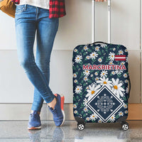 Latvia Luggage Cover with Margrietina Daisy and Ethnic Pattern – Latvia in Bloom Floral Design