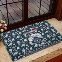 Latvia Rubber Doormat with Margrietina Daisy and Ethnic Pattern – Latvia in Bloom Floral Design