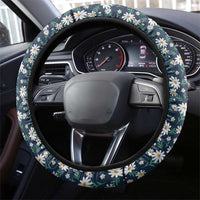 Latvia Steering Wheel Cover with Margrietina Daisy and Ethnic Pattern – Latvia in Bloom Floral Design