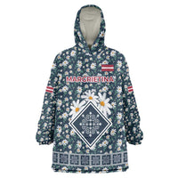 Latvia Wearable Blanket Hoodie with Margrietina Daisy and Ethnic Pattern – Latvia in Bloom Floral Design
