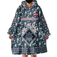 Latvia Wearable Blanket Hoodie with Margrietina Daisy and Ethnic Pattern – Latvia in Bloom Floral Design