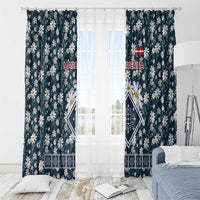 Latvia Window Curtain with Margrietina Daisy and Ethnic Pattern – Latvia in Bloom Floral Design