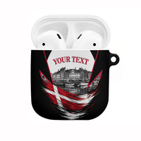 Personalized Denmark Viking Heritage AirPods Case Nordic Nyhavn Cityscape With Grunge Flag And Longship Art