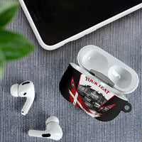 Personalized Denmark Viking Heritage AirPods Case Nordic Nyhavn Cityscape With Grunge Flag And Longship Art