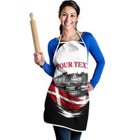 Personalized Denmark Viking Heritage Apron Nordic Nyhavn Cityscape With Grunge Flag And Longship Art