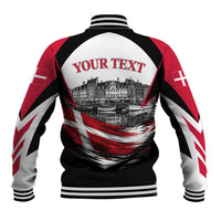 Personalized Denmark Viking Heritage Baseball Jacket Nordic Nyhavn Cityscape With Grunge Flag And Longship Art