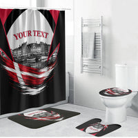 Personalized Denmark Viking Heritage Bathroom Set Nordic Nyhavn Cityscape With Grunge Flag And Longship Art
