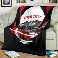Personalized Denmark Viking Heritage Blanket Nordic Nyhavn Cityscape With Grunge Flag And Longship Art