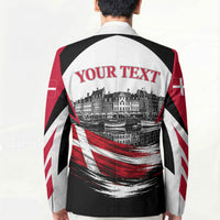 Personalized Denmark Viking Heritage Blazer Nordic Nyhavn Cityscape With Grunge Flag And Longship Art