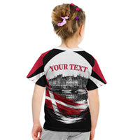 Personalized Denmark Viking Heritage Kid T Shirt Nordic Nyhavn Cityscape With Grunge Flag And Longship Art