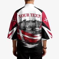Personalized Denmark Viking Heritage Kimono Nordic Nyhavn Cityscape With Grunge Flag And Longship Art