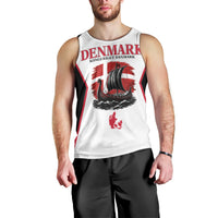 Personalized Denmark Viking Heritage Men Tank Top Nordic Nyhavn Cityscape With Grunge Flag And Longship Art