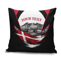 Personalized Denmark Viking Heritage Pillow Cover Nordic Nyhavn Cityscape With Grunge Flag And Longship Art