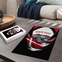 Personalized Denmark Viking Heritage Puzzle Nordic Nyhavn Cityscape With Grunge Flag And Longship Art