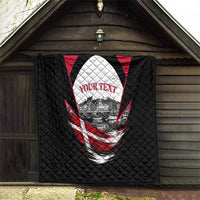 Personalized Denmark Viking Heritage Quilt Nordic Nyhavn Cityscape With Grunge Flag And Longship Art