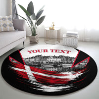 Personalized Denmark Viking Heritage Round Carpet Nordic Nyhavn Cityscape With Grunge Flag And Longship Art