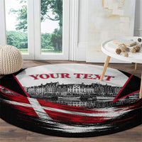 Personalized Denmark Viking Heritage Round Carpet Nordic Nyhavn Cityscape With Grunge Flag And Longship Art