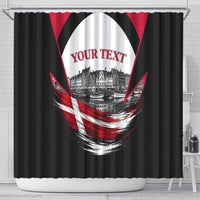 Personalized Denmark Viking Heritage Shower Curtain Nordic Nyhavn Cityscape With Grunge Flag And Longship Art