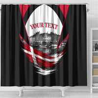 Personalized Denmark Viking Heritage Shower Curtain Nordic Nyhavn Cityscape With Grunge Flag And Longship Art