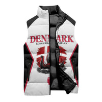 Personalized Denmark Viking Heritage Sleeveless Puffer Jacket Nordic Nyhavn Cityscape With Grunge Flag And Longship Art