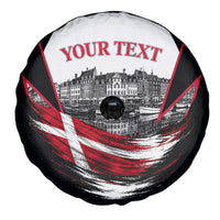 Personalized Denmark Viking Heritage Spare Tire Cover Nordic Nyhavn Cityscape With Grunge Flag And Longship Art